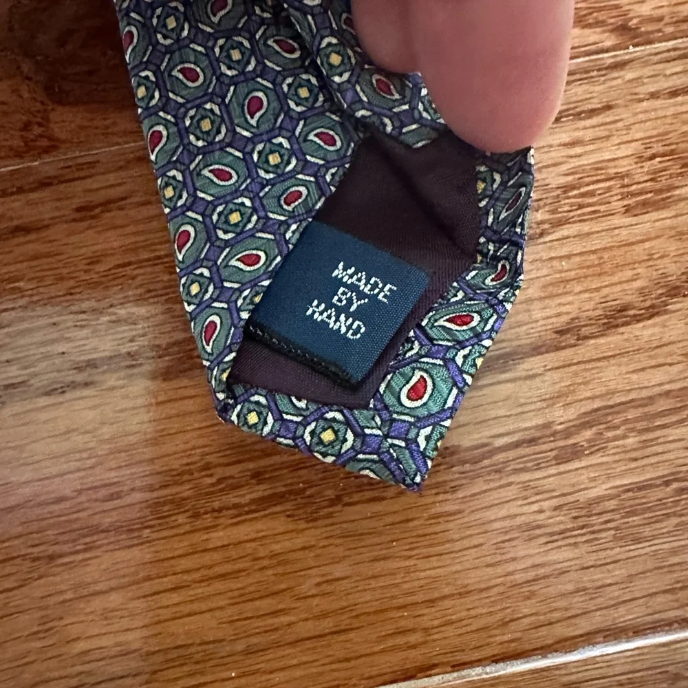 VTG Polo Ralph Lauren Necktie Mens 100% Silk Geometric 90's Hand Made